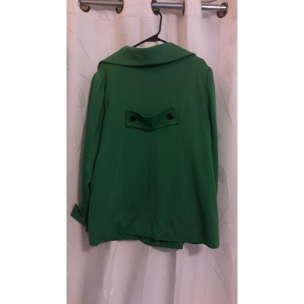 Green Button-Front Coat - Picture 4 of 7